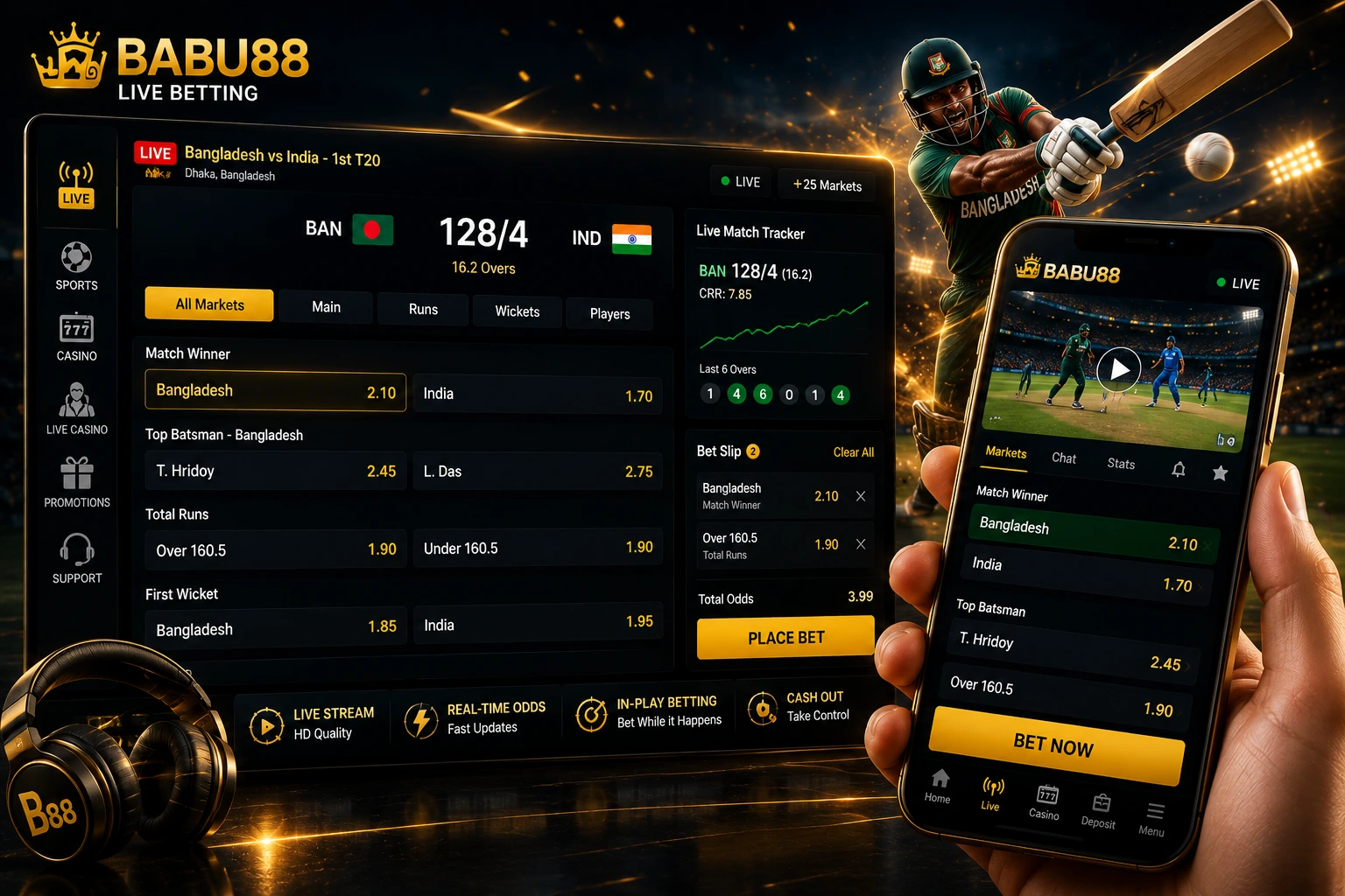 Live betting interface